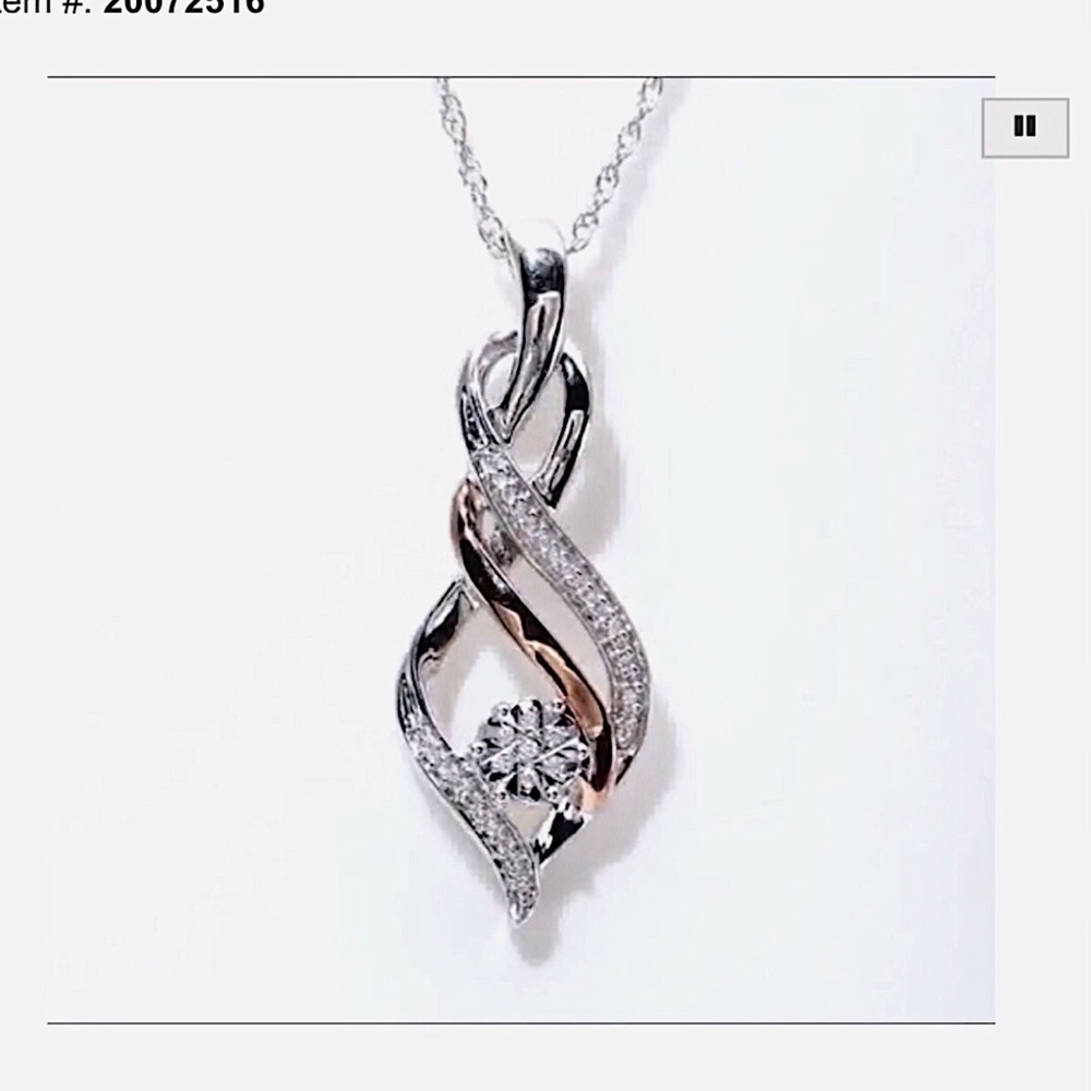Diamond Infinity Pendant Sterling Silver Rose Gold